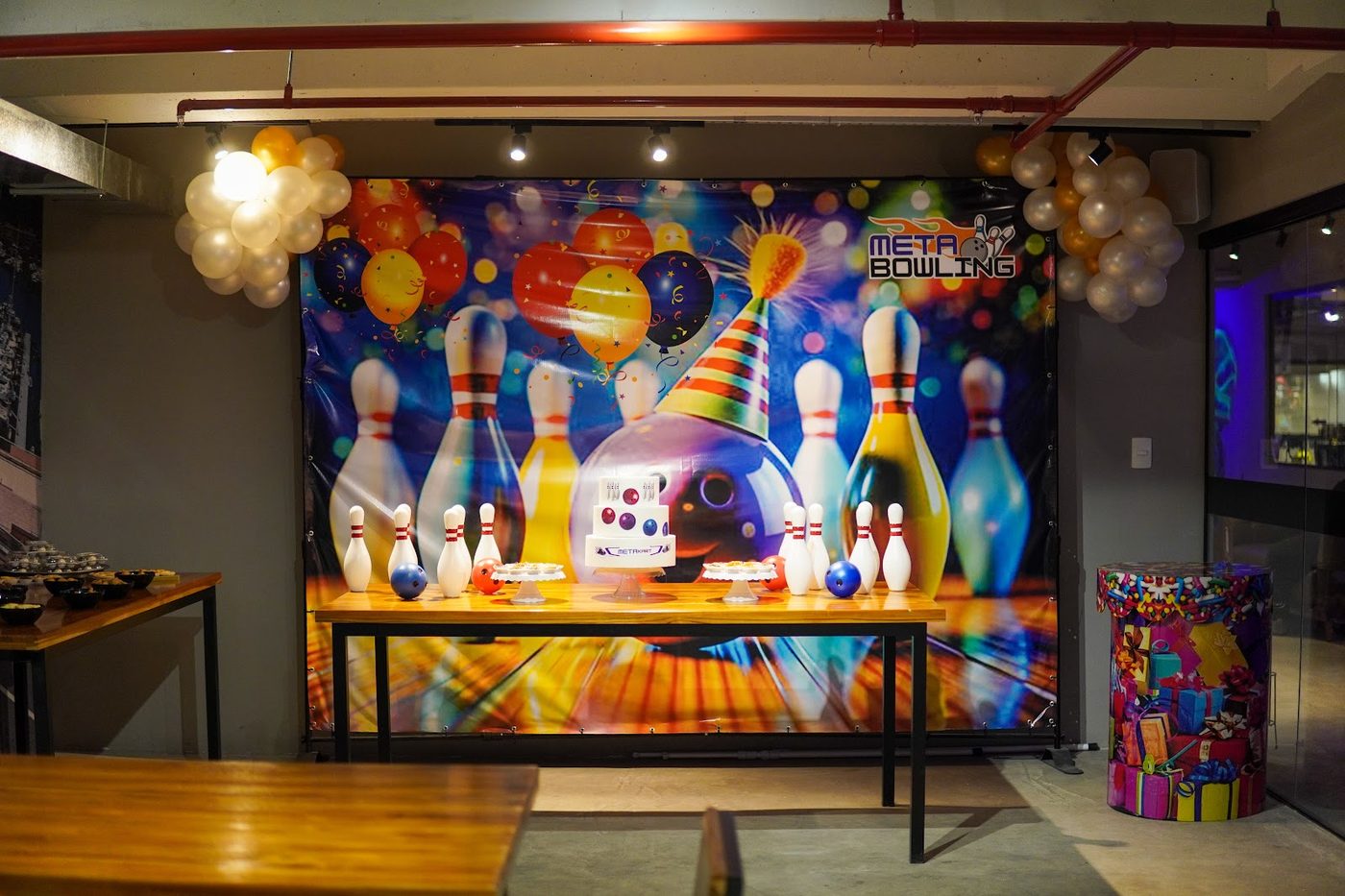 Decoração de festa com tema boliche